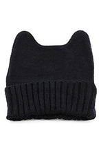 Load image into Gallery viewer, Winter Cat Ear Shape Knitted Hat Black