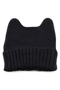 Winter Cat Ear Shape Knitted Hat Black