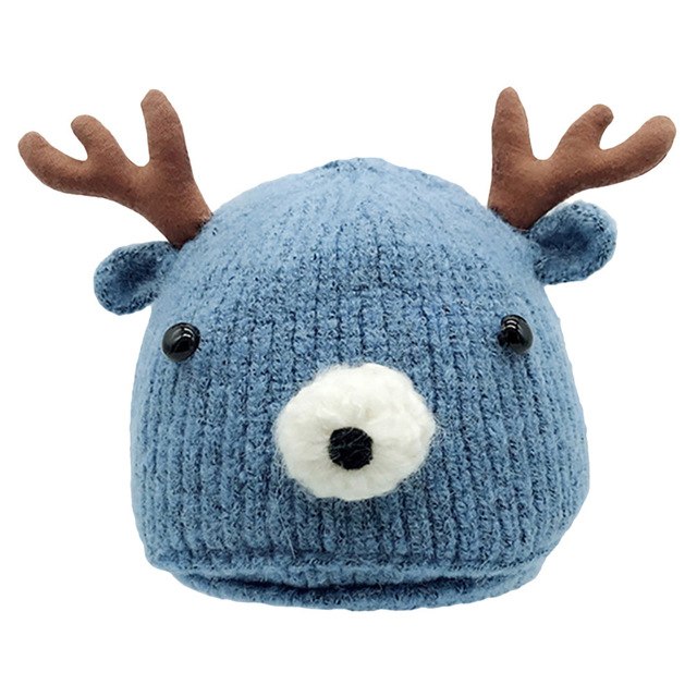 Baby Hat Caps Cartoon Winter Deer Horn Knitted Hat