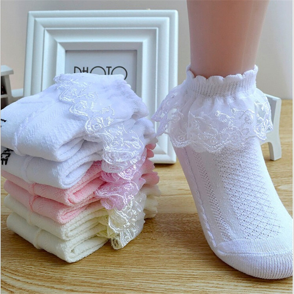 Breathable Cotton Lace Ruffle Princess