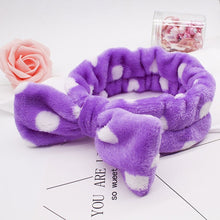 Load image into Gallery viewer, Coral Fleece Makeup Bow Headband